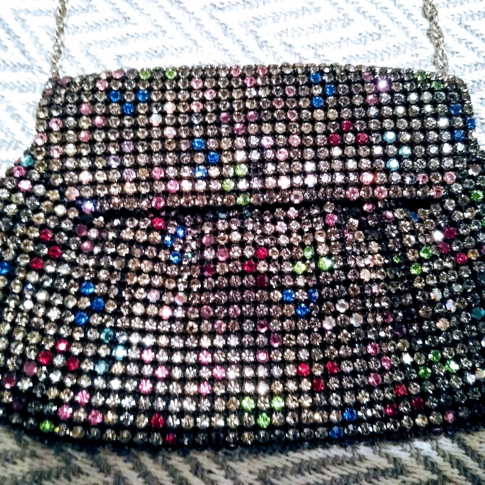 Beautiful Vintage Swarovski Crystal multi colored  purse
